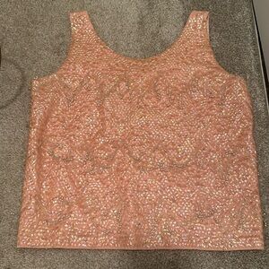 Vintage peach beaded wool tank